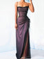 Charming Spaghetti Straps Mermaid Purple Side Slit Long Evening Prom Dress Online, OL053
