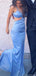 Elegant Blue Spaghetti Strap Mermaid Long Prom Dress Ideas, Evening Party Dresses, OLP1318