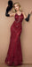 Sexy Red Spaghetti Strap Mermaid Long Prom Dress Ideas, Evening Party Dresses, OLP1283