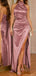 Elegant Pink Halter Mermaid Side Slit Long Prom Dress Ideas, Evening Party Dresses, OLP1305
