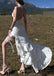 Elegant White V-Neck Mermaid Side Slit Floral Long Prom Dress Ideas, Evening Party Dresses, OLP1345