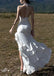 Elegant White V-Neck Mermaid Side Slit Floral Long Prom Dress Ideas, Evening Party Dresses, OLP1345