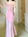 Shiny Pink Spaghetti Strap Mermaid Long Prom Dress Ideas, Evening Party Dresses, OLP1358