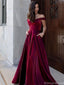 Gorgeous Red Off-Shoulder Sleeveless A-Line Long Prom Dress Ideas, Evening Party Dresses , OLP1201