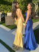 Sexy Halter V-neck Mermaid Satin Long Prom Dress Online, OL280