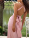 Simple V-neck Sleeveless Mermaid Satin Long Evening Prom Dresses Online, OLP648
