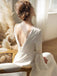 Elegant long Sleeves V-neck A-line Backless Lace White Wedding Dresses, WD0544