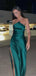 Soft Halter Sleeveless Mermaid Satin Long Prom Dresses With Slit Online, OL536