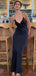 Simple Spaghetti Strap Sleeveless Mermaid Satin Long Prom Dresses Online, OL532