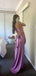 Sexy V-neck Sleeveless Mermaid Satin Evening Prom Dresses Online, OLP1099