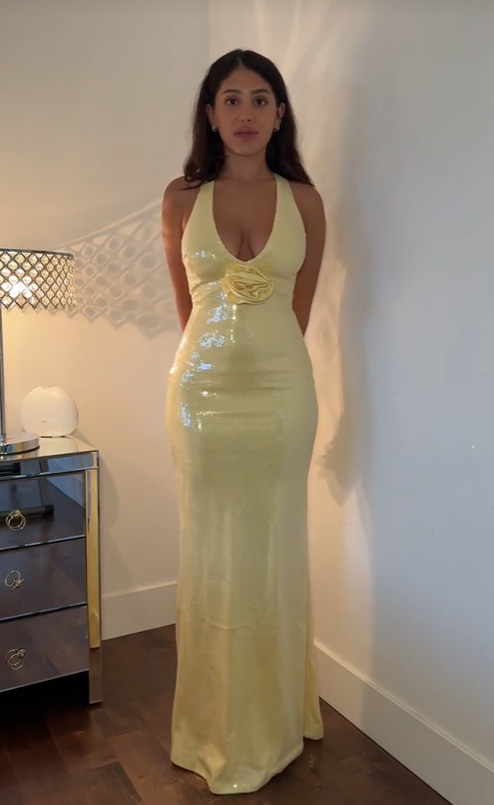 Sexy V-neck Sleeveless Mermaid Metallic Evening Prom Dresses Online, OLP1110