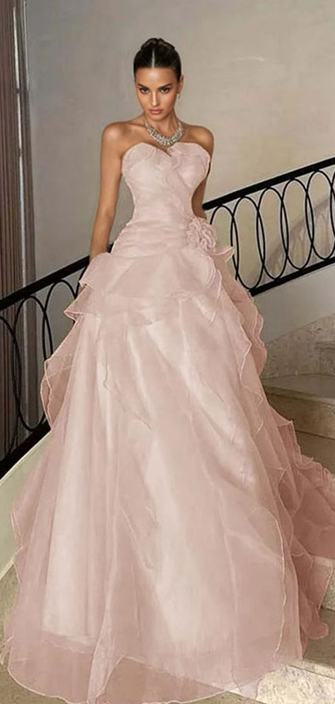 Gorgeous Pink Sweetheart  A-Line Chiffon Long Prom Dress Ideas, Evening Party Dresses ,OLP1163