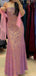 Unique Pink Spaghetti Strap Mermaid Floral Long Prom Dress Ideas, Evening Party Dresses, OLP1359