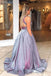 Gorgeous Gray V-Neck A-Line Long Prom Dress Ideas, Evening Party Dresses, OLP1284