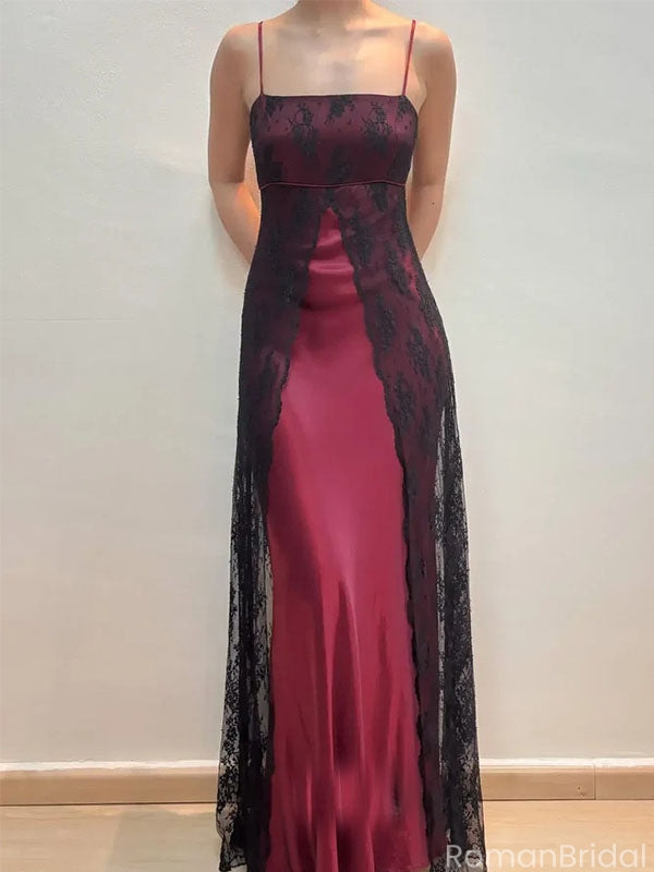 Elegant Red Spaghetti Strap Mermaid Long Prom Dress Ideas, Evening Party Dresses, OLP1306