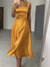 Soft Square Sleeveless Satin A-line Long Prom Dresses Online, OL537