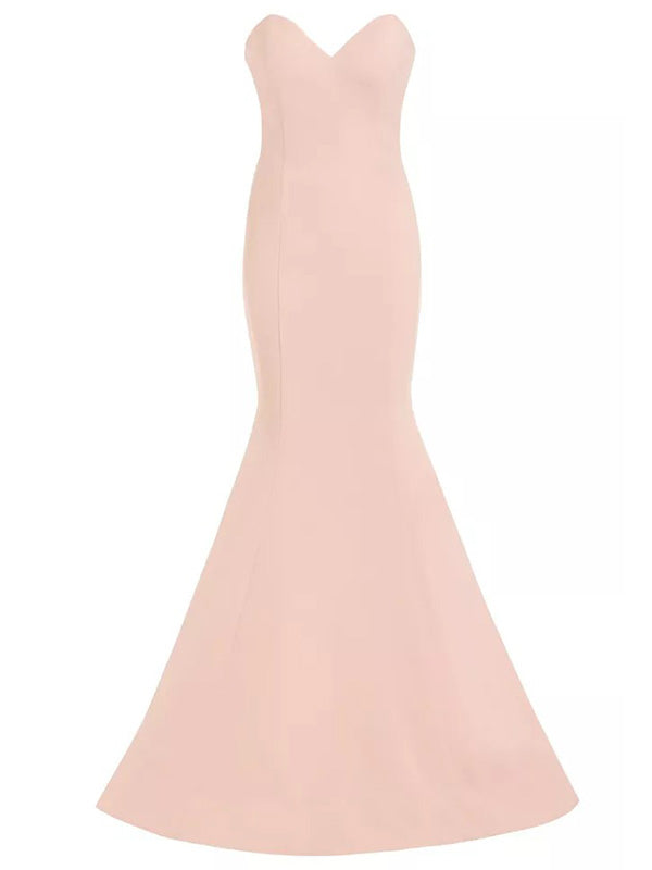 Simple Sweetheart Sleeveless Mermaid Satin Long Prom Dresses Online, OL579