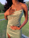 Unique Sweetheart Sleeveless Mermaid Satin Long Evening Prom Dresses Online, OLP649