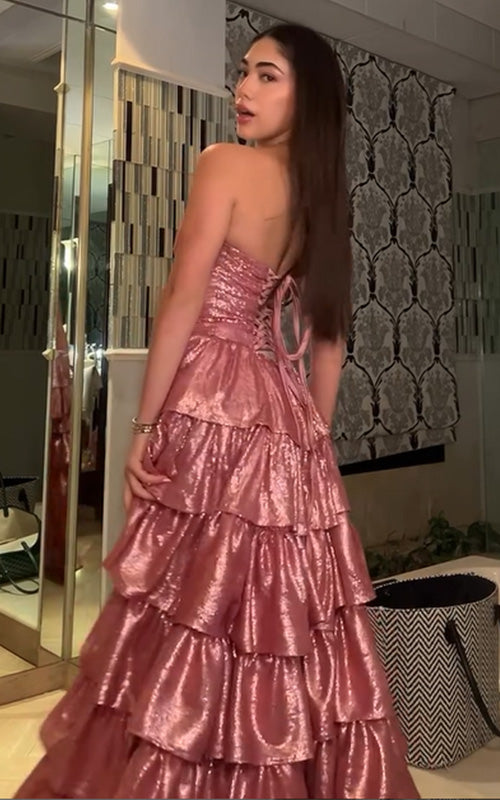 Shiny Sweetheart Sleeveless A-line Sequin Evening Prom Dresses Online, OLP1125