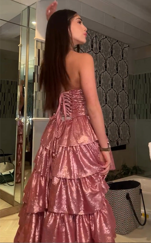 Shiny Sweetheart Sleeveless A-line Sequin Evening Prom Dresses Online, OLP1125