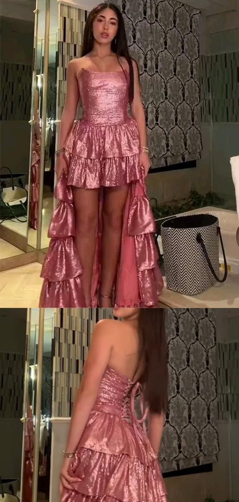 Shiny Sweetheart Sleeveless A-line Sequin Evening Prom Dresses Online, OLP1125