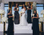 Mismatched Elegant Mermaid V-neck One Shoulder Black Satin Long Bridesmaid Dresses Online, BG677