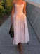 Spaghetti Strap Sleeveless A-line Crepe Pink Long Prom Dresses Online, OL510
