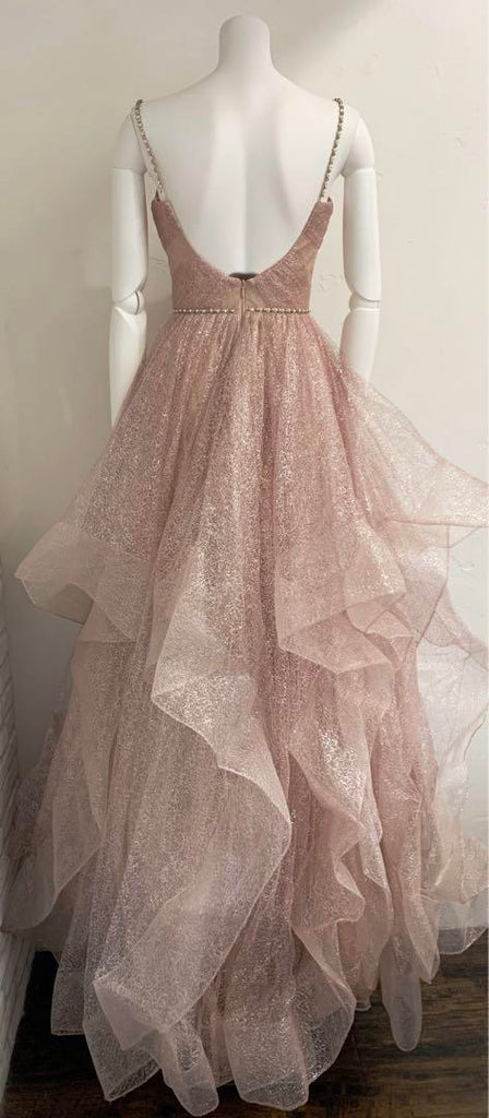 Gorgeous Pink Spaghetti Strap Sleeveless A-Line Long Prom Dress Ideas, Evening Party Dresses ,OLP1183