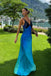 Sexy Spaghetti Strap Sleeveless Mermaid Satin Evening Prom Dresses Online, OLP1121