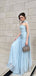Elegant Blue Sweetheart A-Line Long Prom Dress Ideas, Evening Party Dresses, OLP1293