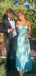 Elegant Blue Spaghetti Strap Side Slit Mermaid Long Prom Dress Ideas, Evening Party Dresses, OLP1320