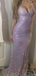 Charming Purple Spaghetti Strap Mermaid  Long Prom Dress Ideas, Evening Party Dresses, OLP1360