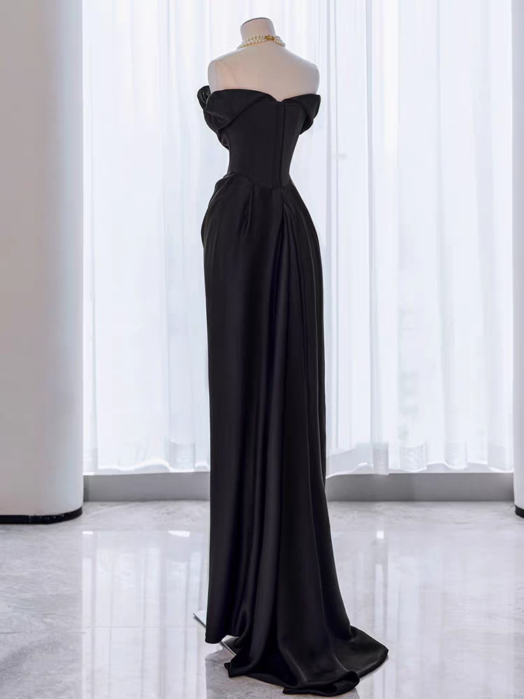 Elegant Black Off-Shoulder Mermaid Long Prom Dress Ideas, Evening Party Dresses, OLP1373