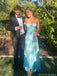 Elegant Blue Spaghetti Strap Side Slit Mermaid Long Prom Dress Ideas, Evening Party Dresses, OLP1320