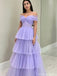Elegant Purple Off-Shoulder A-Line Long Prom Dress Ideas, Evening Party Dresses, OLP1267
