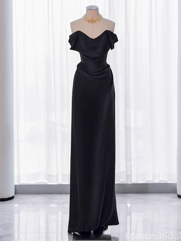 Elegant Black Off-Shoulder Mermaid Long Prom Dress Ideas, Evening Party Dresses, OLP1373