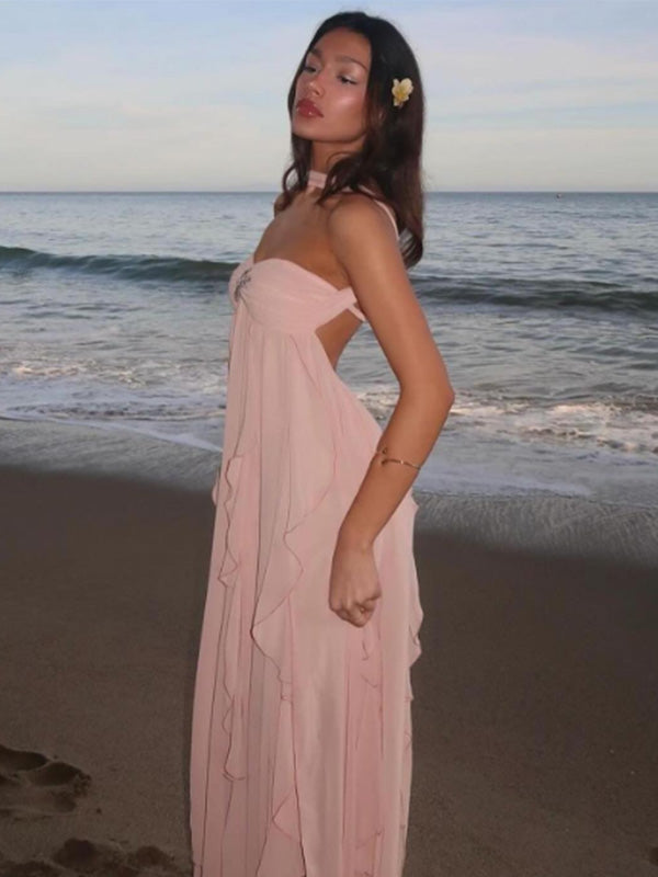 Soft Sweetheart Sleeveless A-line Chiffon Evening Prom Dresses Online, OLP1097