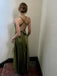 Sexy V-neck Sleeveless Mermaid Satin Evening Prom Dresses Online, OLP1134