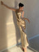 Soft Halter Sleeveless Mermaid Satin Long Evening Prom Dresses Online, OLP718