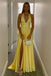 Soft Halter Sleeveless A-line Satin Long Evening Prom Dresses Online, OLP781