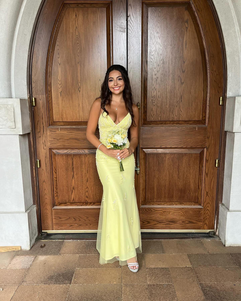 Elegant Spaghetti Strap Sleeveless Mermaid Tulle Long Evening Prom Dresses Online, OLP737