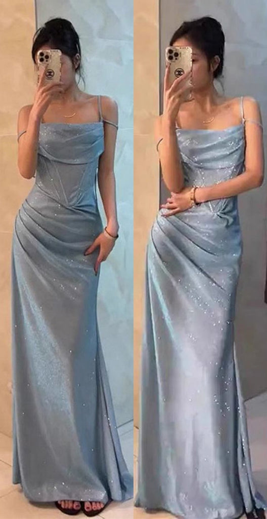 Shiny Spaghetti Strap Sleeveless Mermaid Sequin Evening Prom Dresses Online, OLP1122