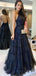 Sexy Black Halter A-Line Long Prom Dress Ideas, Evening Party Dresses, OLP1330