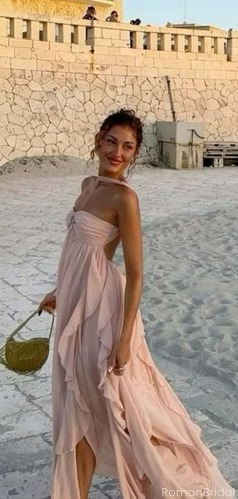 Elegant Pink Sweetheart A-Line Long Prom Dress Ideas, Evening Party Dresses, OLP1294