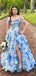 Elegant Blue Off-Shoulder A-Line Long Prom Dress Ideas, Evening Party Dresses , OLP1235