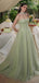 Elegant Green Sweetheart A-Line Long Prom Dress Ideas, Evening Party Dresses , OLP1246