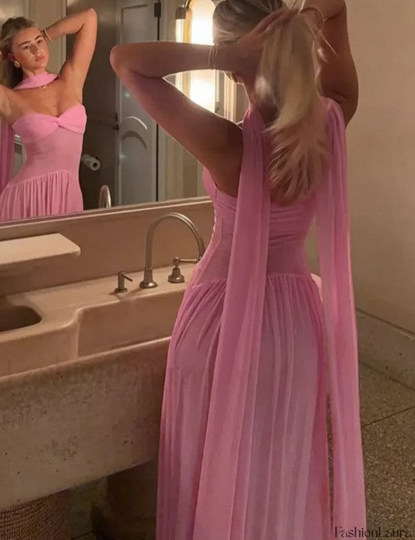 Sexy Pink Sweetheart A-Line Long Prom Dress Ideas, Evening Party Dresses, OLP1259