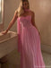 Sexy Pink Sweetheart A-Line Long Prom Dress Ideas, Evening Party Dresses, OLP1259
