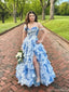 Elegant Blue Off-Shoulder A-Line Long Prom Dress Ideas, Evening Party Dresses , OLP1235