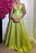 Formal V-neck Sleeveless A-line Satin Evening Prom Dresses Online, OLP967